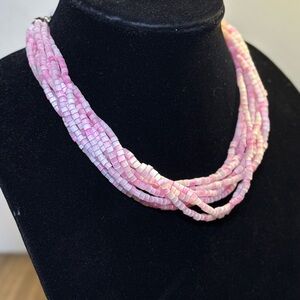 Vintage CORO Pink Multi-Strand Glass Bead Necklace